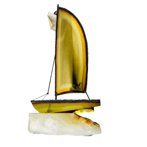 DeMott Brass Sailboat NWT Sailboat Made Of Brass, Copper and Steel  Mounted On I - Picture 1 of 15